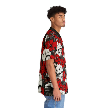 {Smaller Scale Flowers} Owls Red Hawaiian Shirt