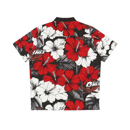 {Smaller Scale Flowers} Owls Red Hawaiian Shirt