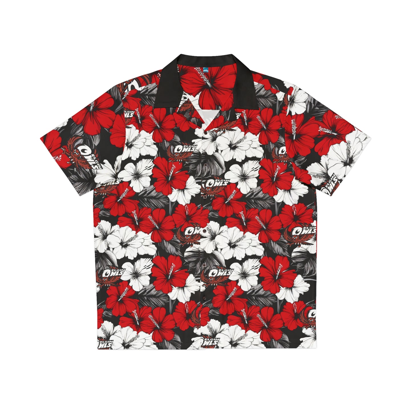 {Smaller Scale Flowers} Owls Red Hawaiian Shirt