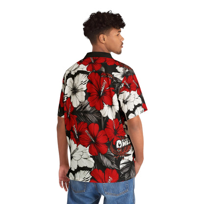 {Smaller Scale Flowers} Owls Red Hawaiian Shirt