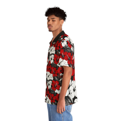 {Smaller Scale Flowers} Owls Red Hawaiian Shirt